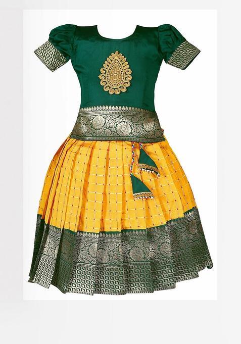 Multi Woven Design Cotton Lehenga Set For Girls — view on Indya