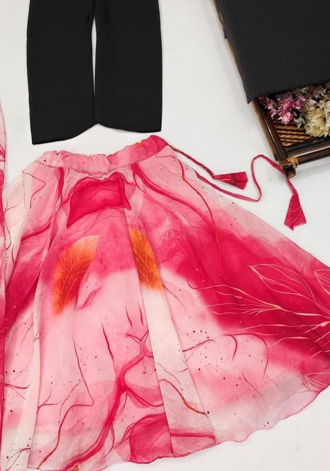 Pink Solid Silk Lehenga Set For Girls — view on Indya