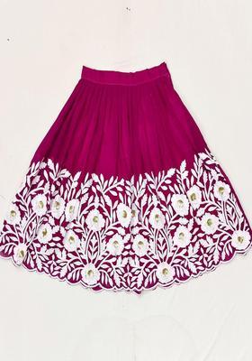 Purple Embroidered Silk Lehenga Set For Girls