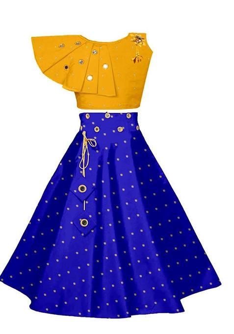 Yellow Embellished Silk Lehenga Set For Girls — view on Indya