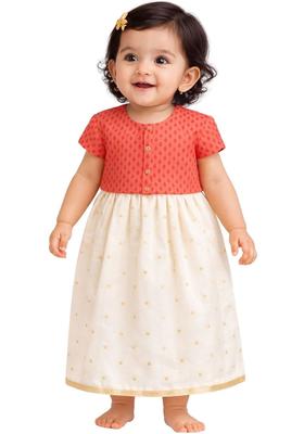 White Woven Design Silk Lehenga Set For Girls