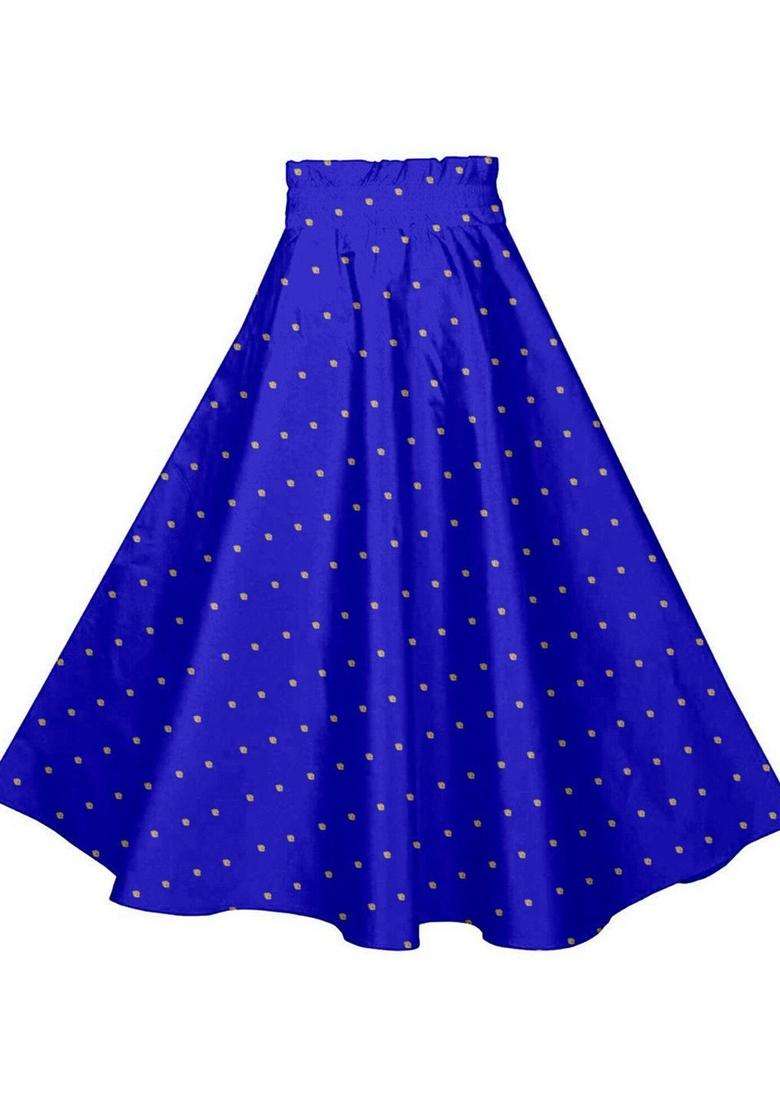Blue Embellished Silk Lehenga Set For Girls - Indya