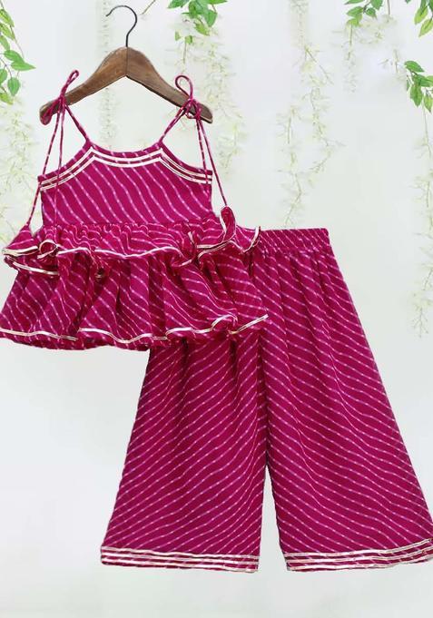 Pink Printed Georgette Anarkali Kurta Set For Girls — view on Indya