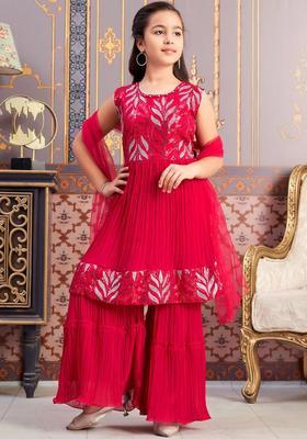 Pink Yoke Design Georgette Anarkali Kurta Set For Girls