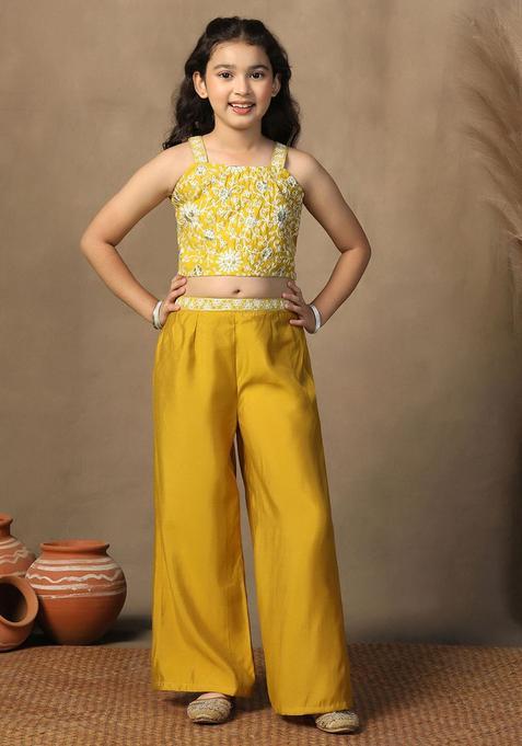 Yellow Blended Kurta Set For Girls — view on Indya