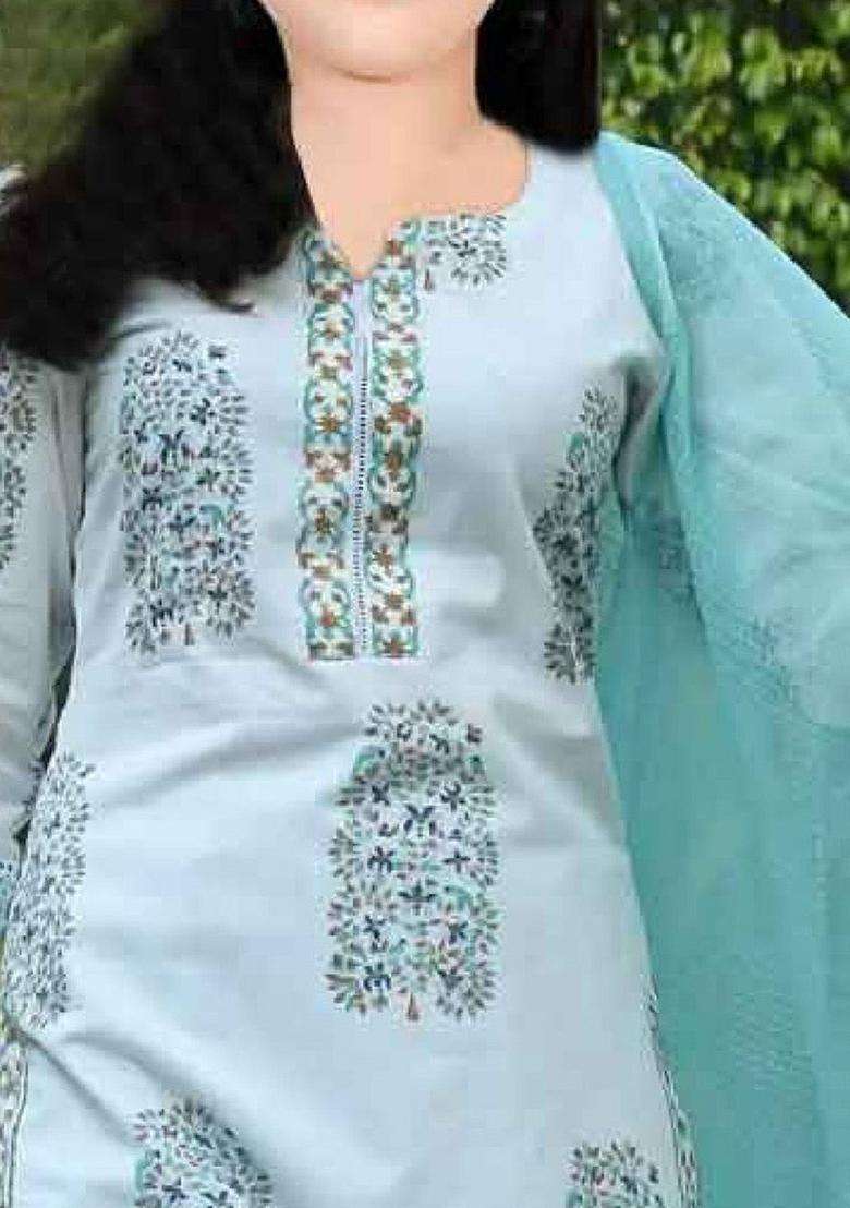 Cream Printed Silk Kurta Set For Girls - Indya