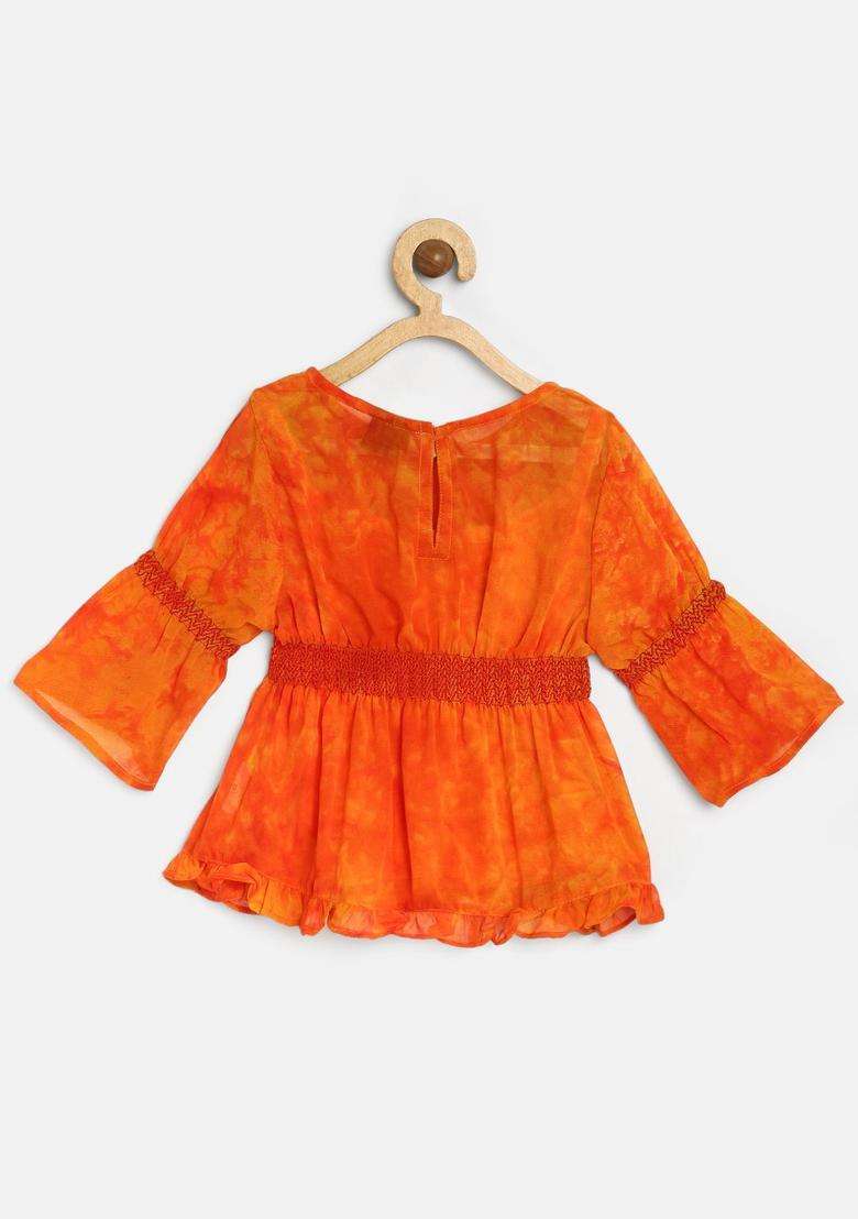 Coral Solid Polyester Kurta Set For Girls - Indya