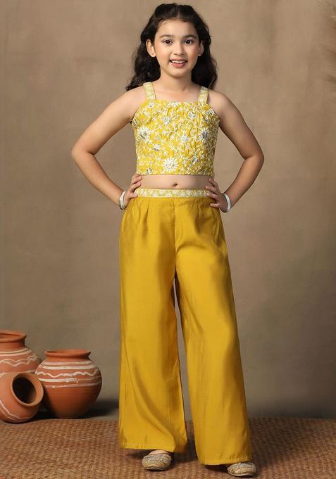 Yellow Blended Kurta Set For Girls — view on Indya