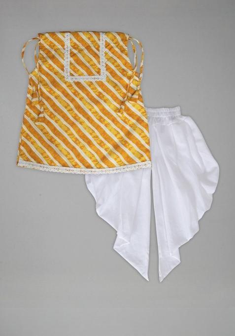 Yellow Blended Kurta Set For Girls — view on Indya