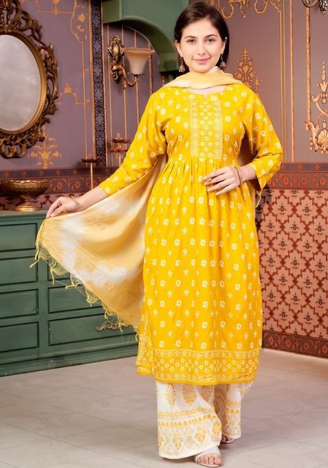 Yellow Viscose Kurta Set For Girls — view on Indya