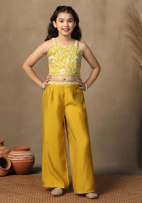 Yellow Blended Kurta Set For Girls — view on Indya