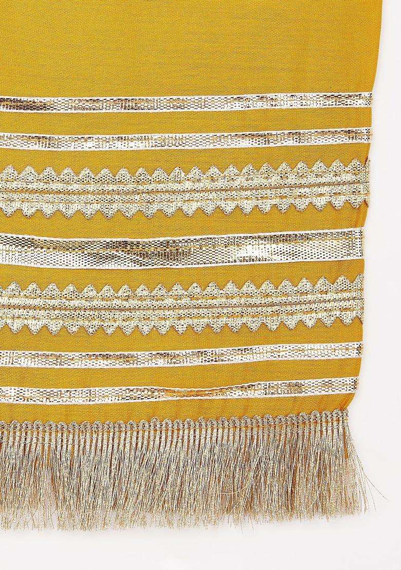 Yellow Yoke Design Silk Kurta Set For Girls - Indya