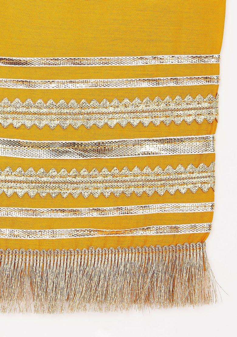 Yellow Yoke Design Silk Kurta Set For Girls - Indya
