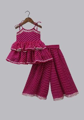 Pink Printed Georgette Kurta Set For Girls