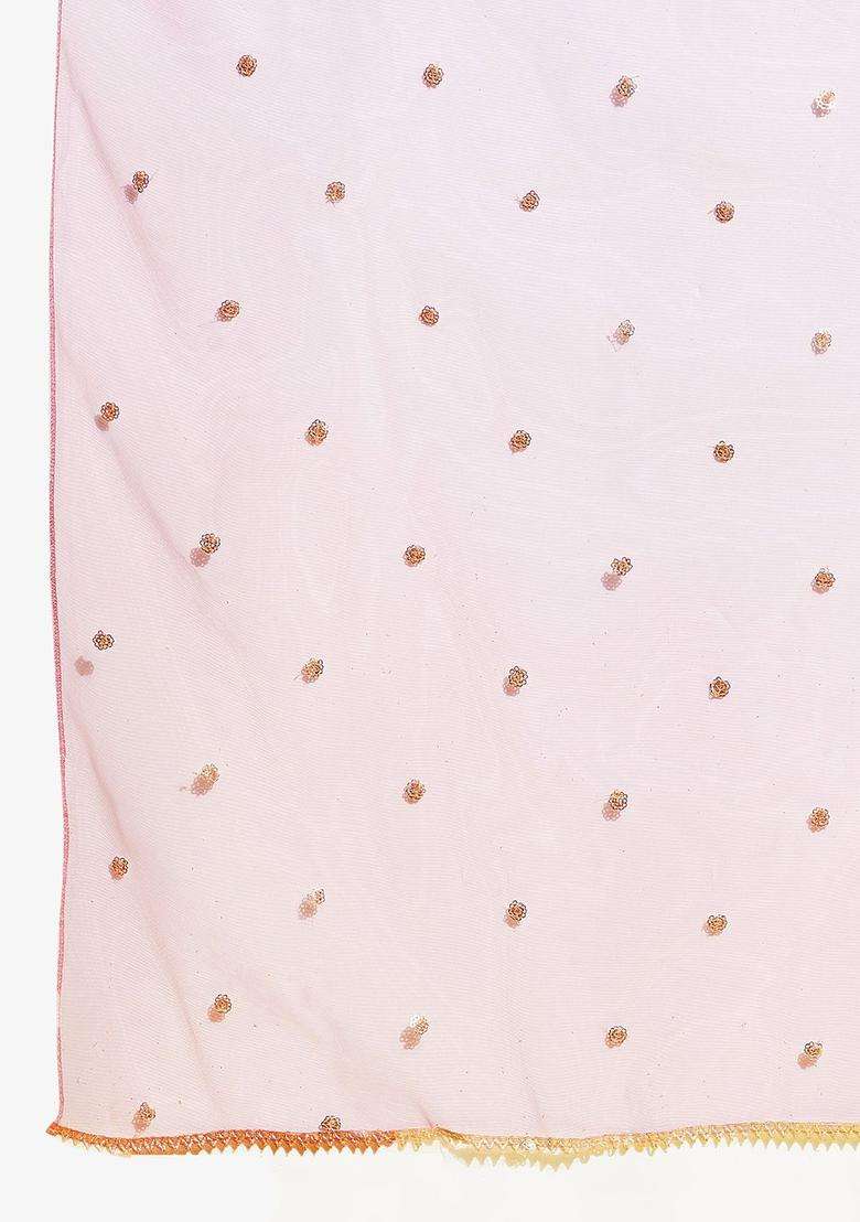 Pink Embroidered Georgette Kurta Set For Girls - Indya