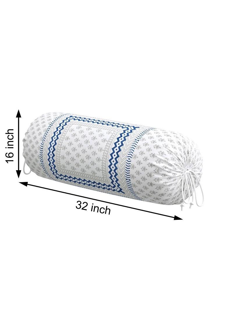 Blue And Grey 2 Pieces Ethnic Motifs Printed Bolster Covers