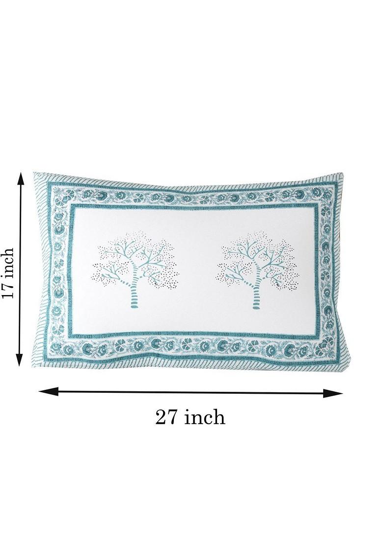 Blue And White 2 Pieces Printed Pure Cotton Rectangle Pillow Covers