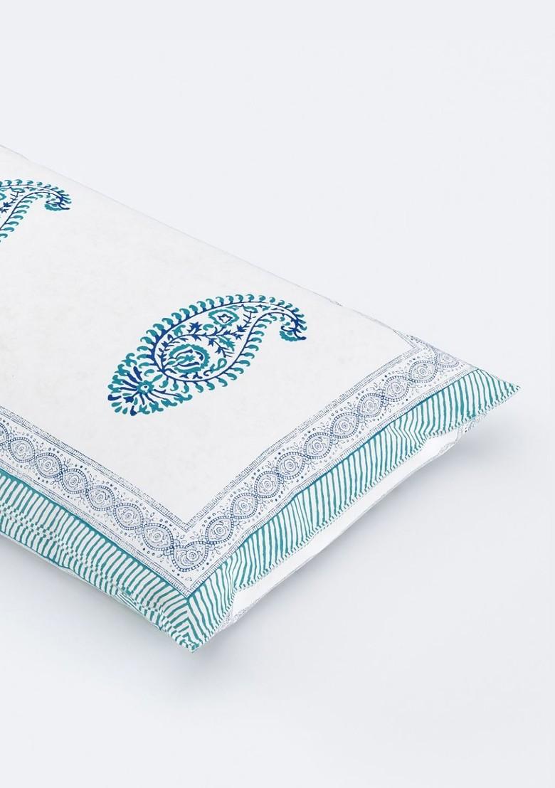 Blue And White 2 Pieces Printed Pure Cotton Rectangle Pillow Covers