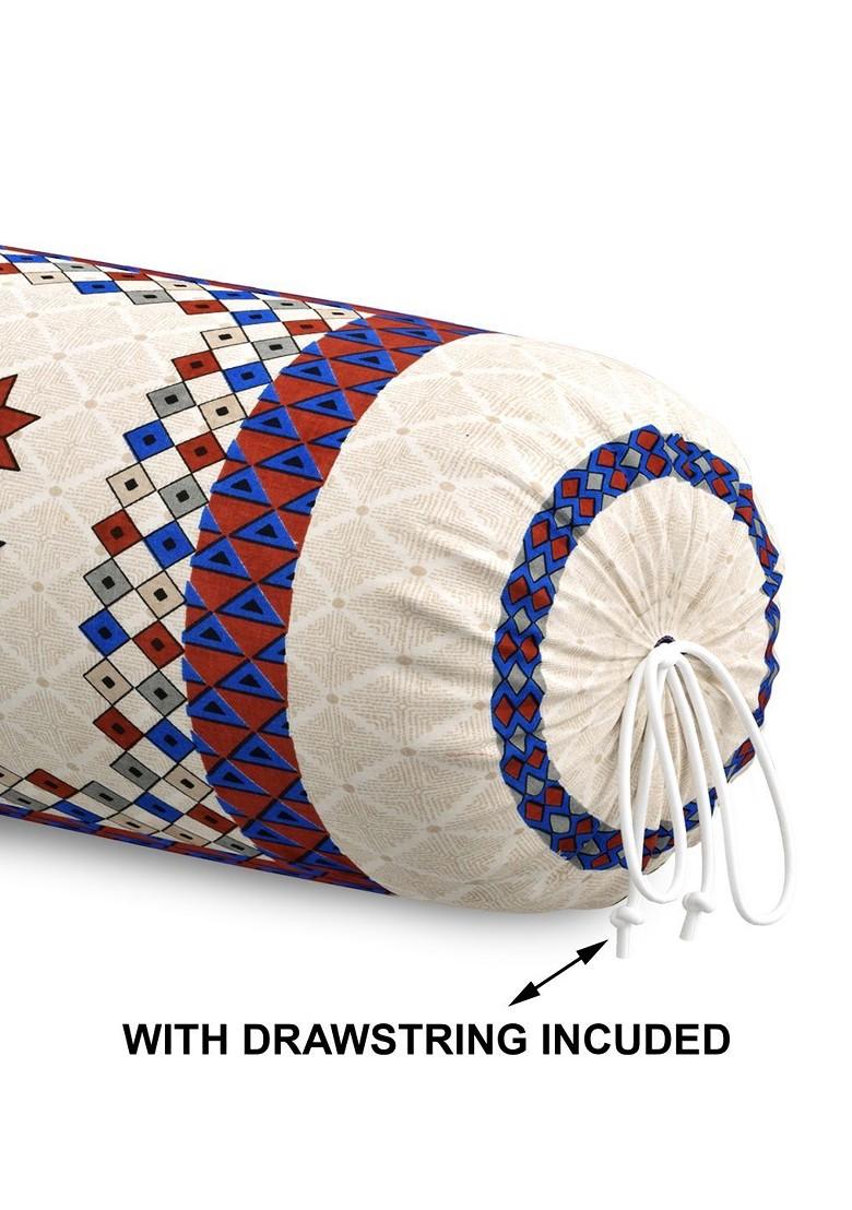 Maroon And Blue 2 Pieces Floral Printed Bolster Covers