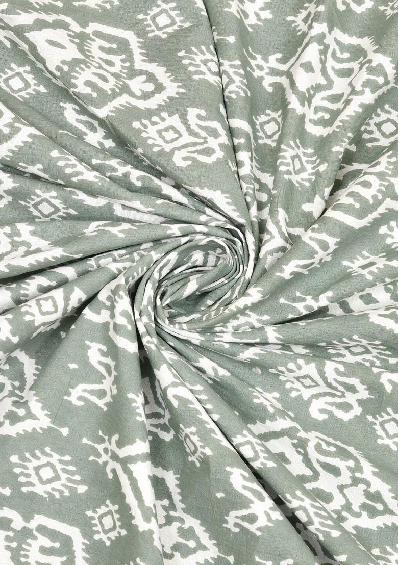 Green Ethnic Motifs Cotton 210 Tc Super King Bedsheet With 2 Pillow Covers