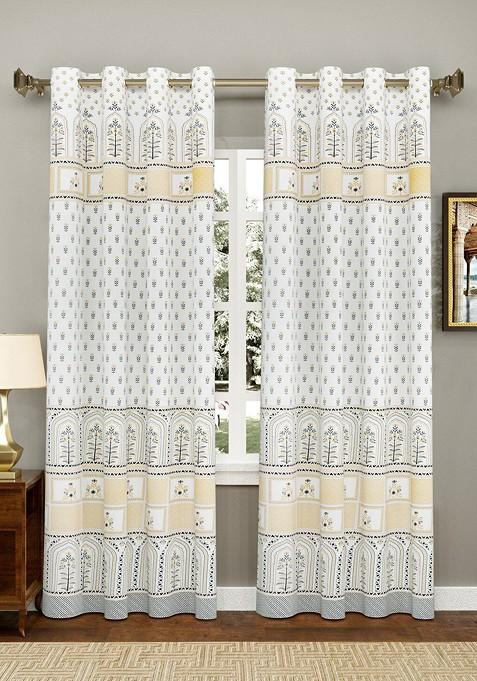 Pack Of 2 Grey And Creamcolored Ethnic Motifs Printed Door Curtains