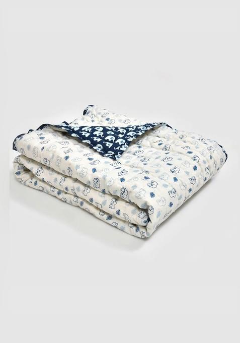 Blue And White Mild Winter 350 Gsm Double Bed Quilt