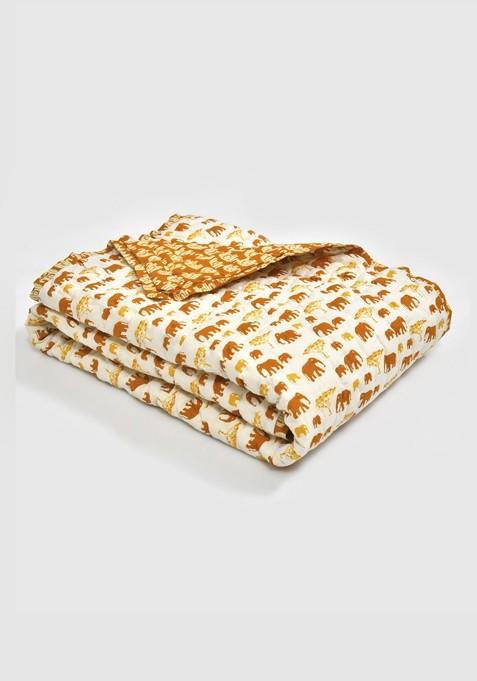 Brown And White Mild Winter 350 Gsm Double Bed Quilt