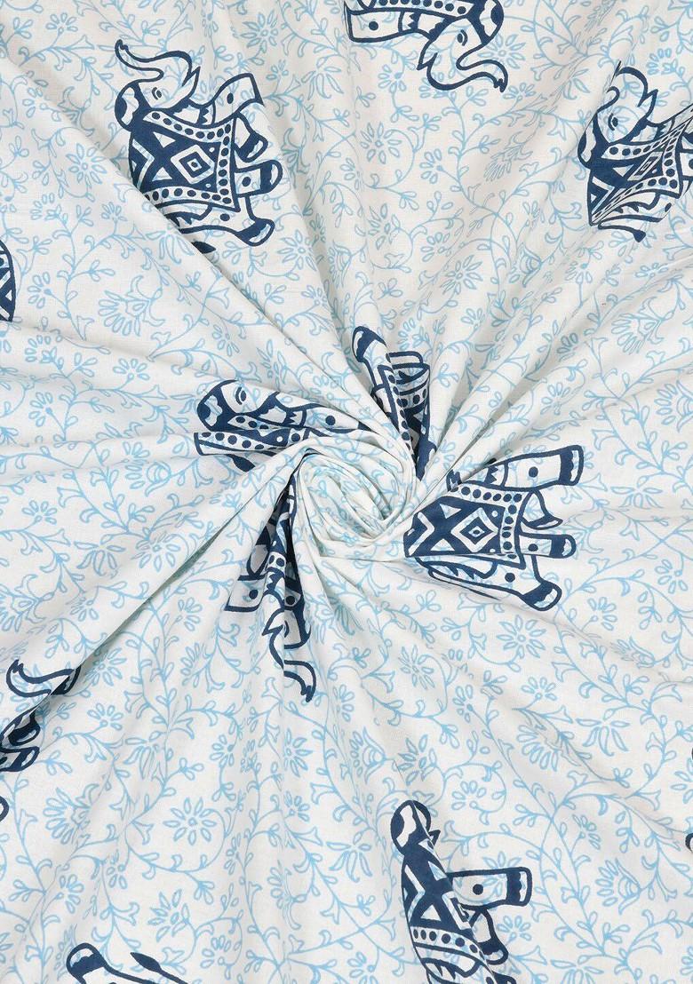 Blue And Black 210 Tc Cotton King Bedsheet With 2 Pillow Covers