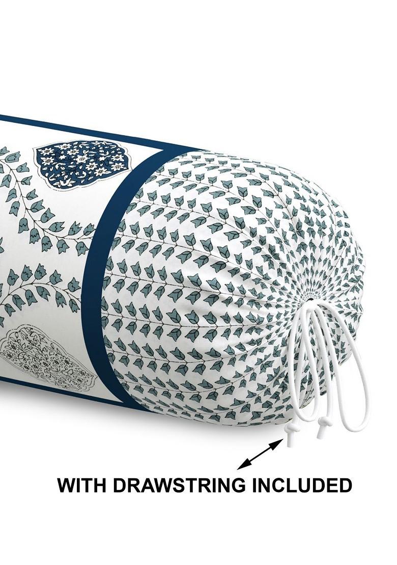 Navyblue 2 Pieces Floral Printed Cotton Cylindrical Bolster Covers