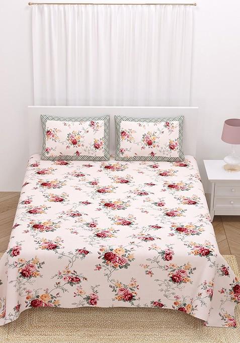 Double King Size Jaipur Block Print Cotton Bedsheet With 2 Pillow Covers