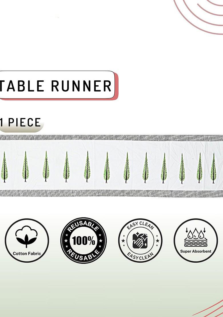 6Pcs Luxury Block Print Havey Canvas Cotton White And Green Table Placemats