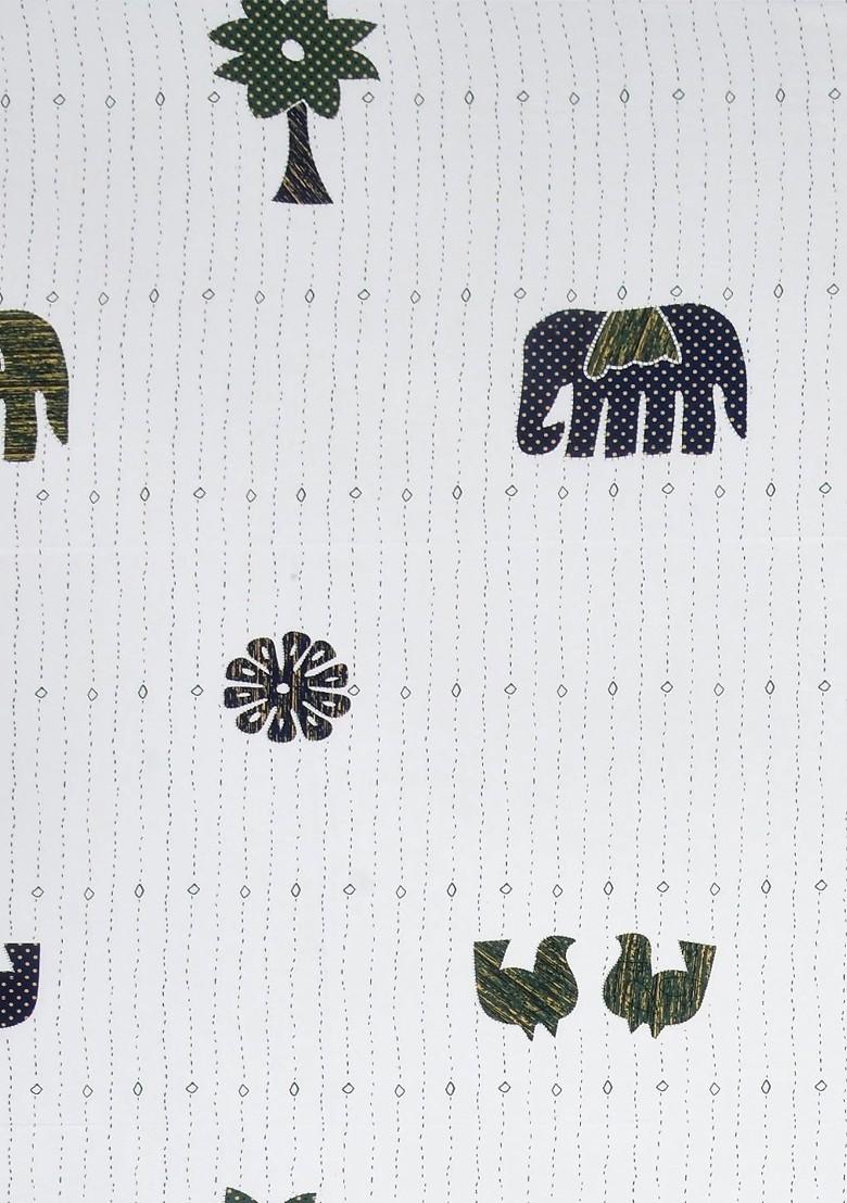 White And Black Ethnic Motifs 210 Tc King Bedsheet With 2 Pillow Covers