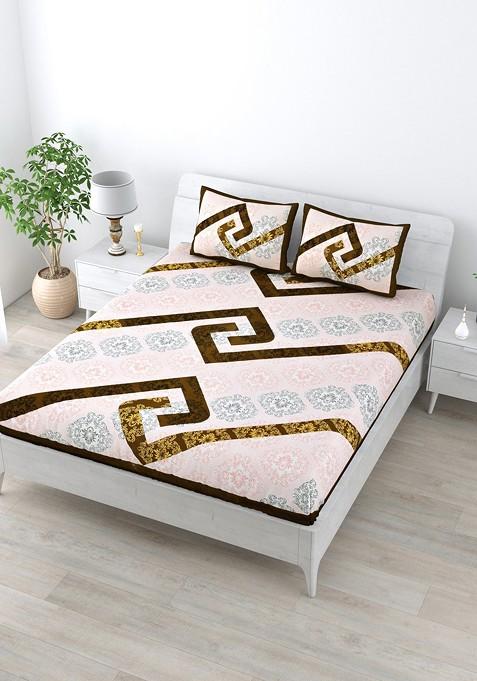 Double King Size Jaipur Block Print Cotton Bedsheet With 2 Pillow Covers