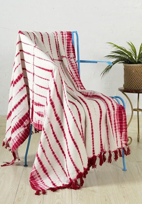 White And Red Tie And Dye Blanket Throw
