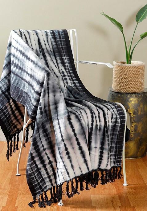 Black And White Tie And Dyed Cotton Throw