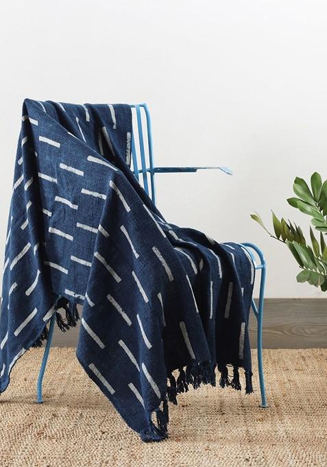 Blue And White Handblock Printed Cotton Throw