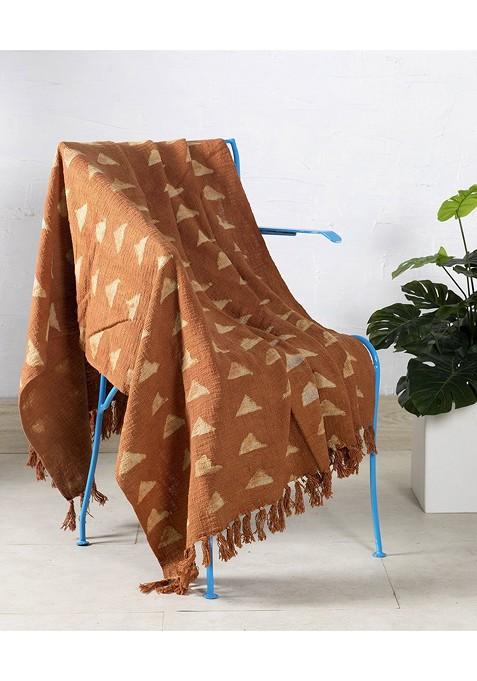 Brown Handblock Printed Cotton Throw