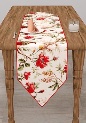 White And Red Printed Pure Cotton Table Runner