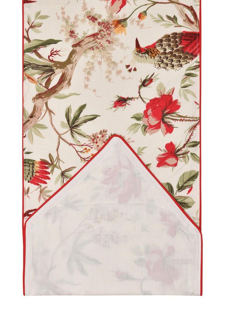 White And Red Printed Pure Cotton Table Runner