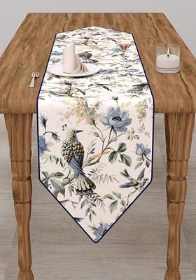 White And Blue Printed Pure Cotton Table Runner