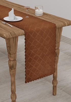 Brown Checked 300 Tc Cotton Table Runners