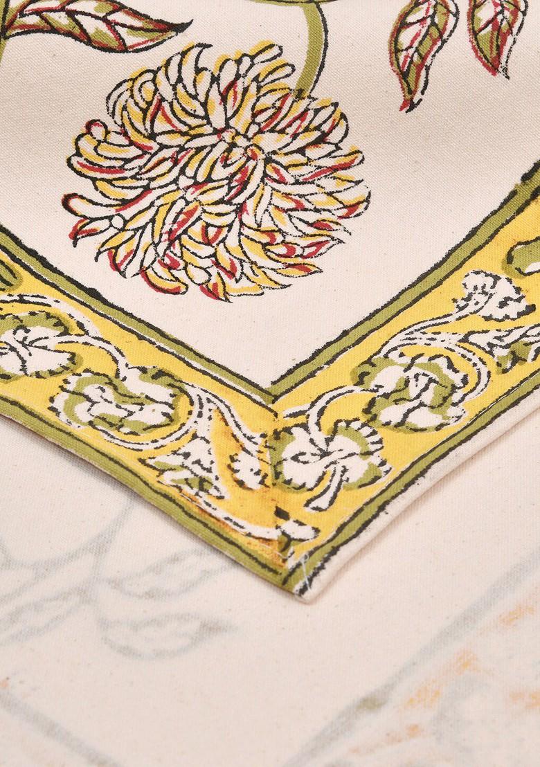 Beige And Brown Printed Pure Cotton Table Runner