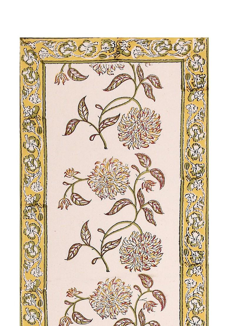 Beige And Brown Printed Pure Cotton Table Runner