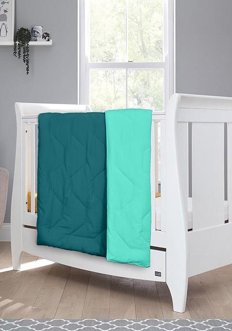 Unisex Kids Teal And Sea Green Solid 210 Gsm Single Bed Reversible Comforter