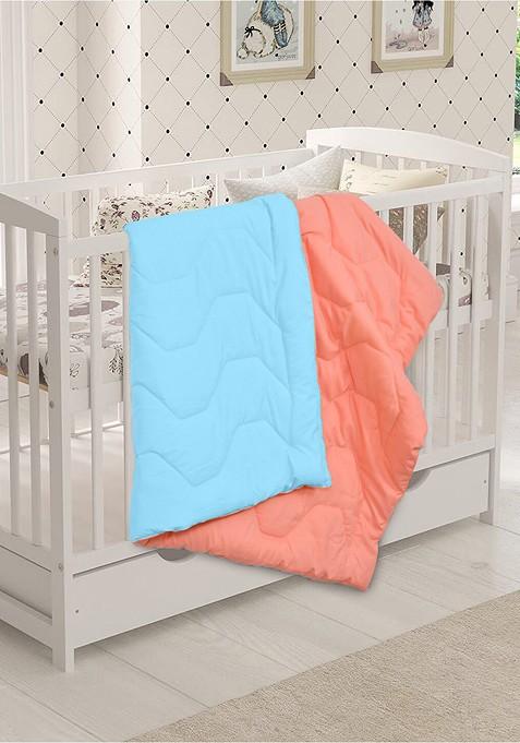 Kids Blue And Peachcoloured Mild Winter 210 Gsm Single Bed Reversible Quilt