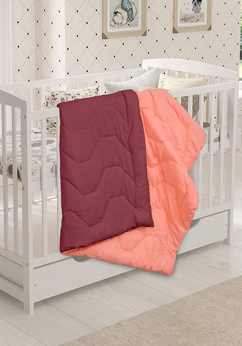Kids Maroon And Peachcoloured Mild Winter 210 Gsm Reversible Single Bed Quilt