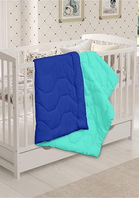Unisex Kids Blue And Sea Green 210 Gsm Single Bed Reversible Comforter