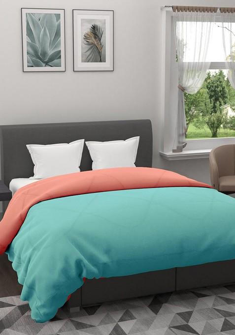 Peachcoloured And Turquoise Blue Ac Room 233 Gsm Double Bed Comforter