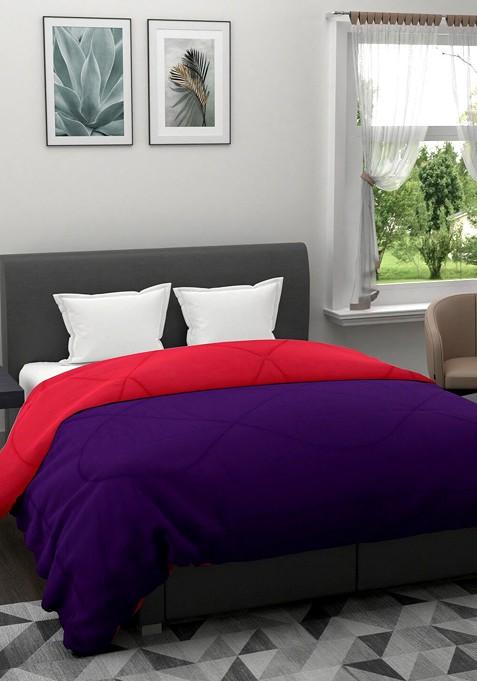 Purple And Red Solid Ac Room 120 Gsm Double Bed Reversible Comforter