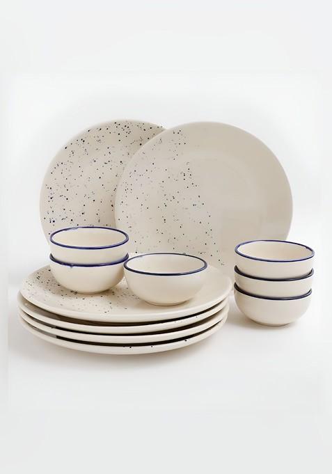 White 12 Pieces Ceramic Dishwasher And Microwave Safe Dinner Set